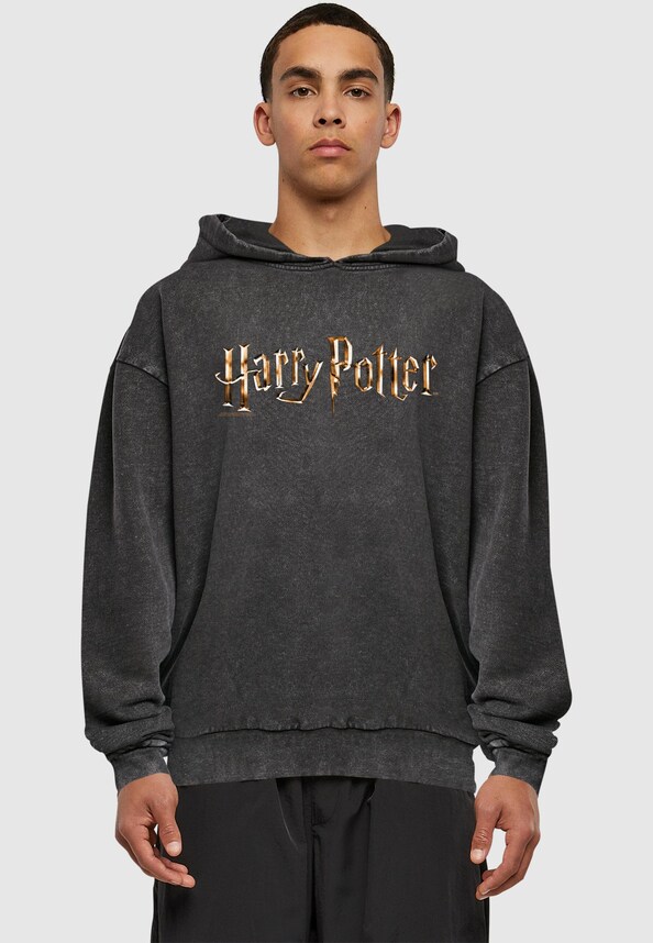 Harry Potter - Colour Logo Acid Washed Oversized Hoody-0