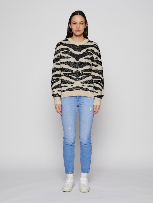 Only Amber O Neck Glitter Knit Pullover-2