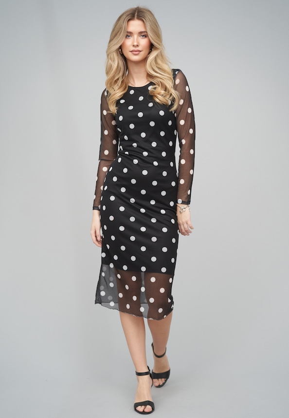 Long-sleeve Dress Polka Dots-4