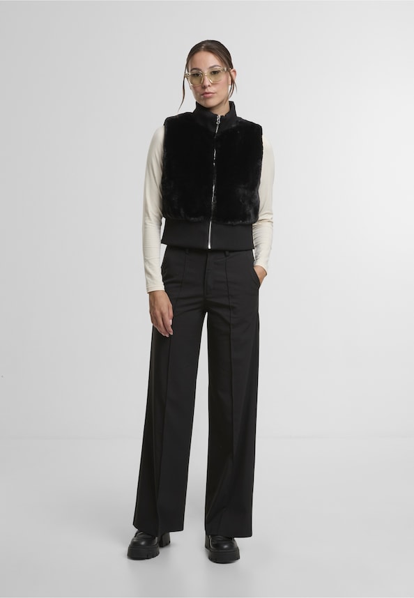 Ladies Cropped Faux Fur Vest-2