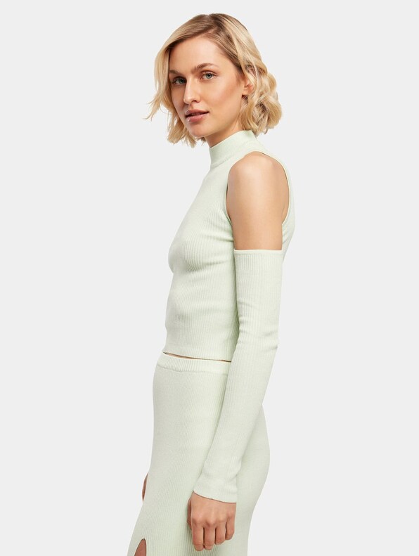 Ladies Rib Knit Cut Out Sleeve-2