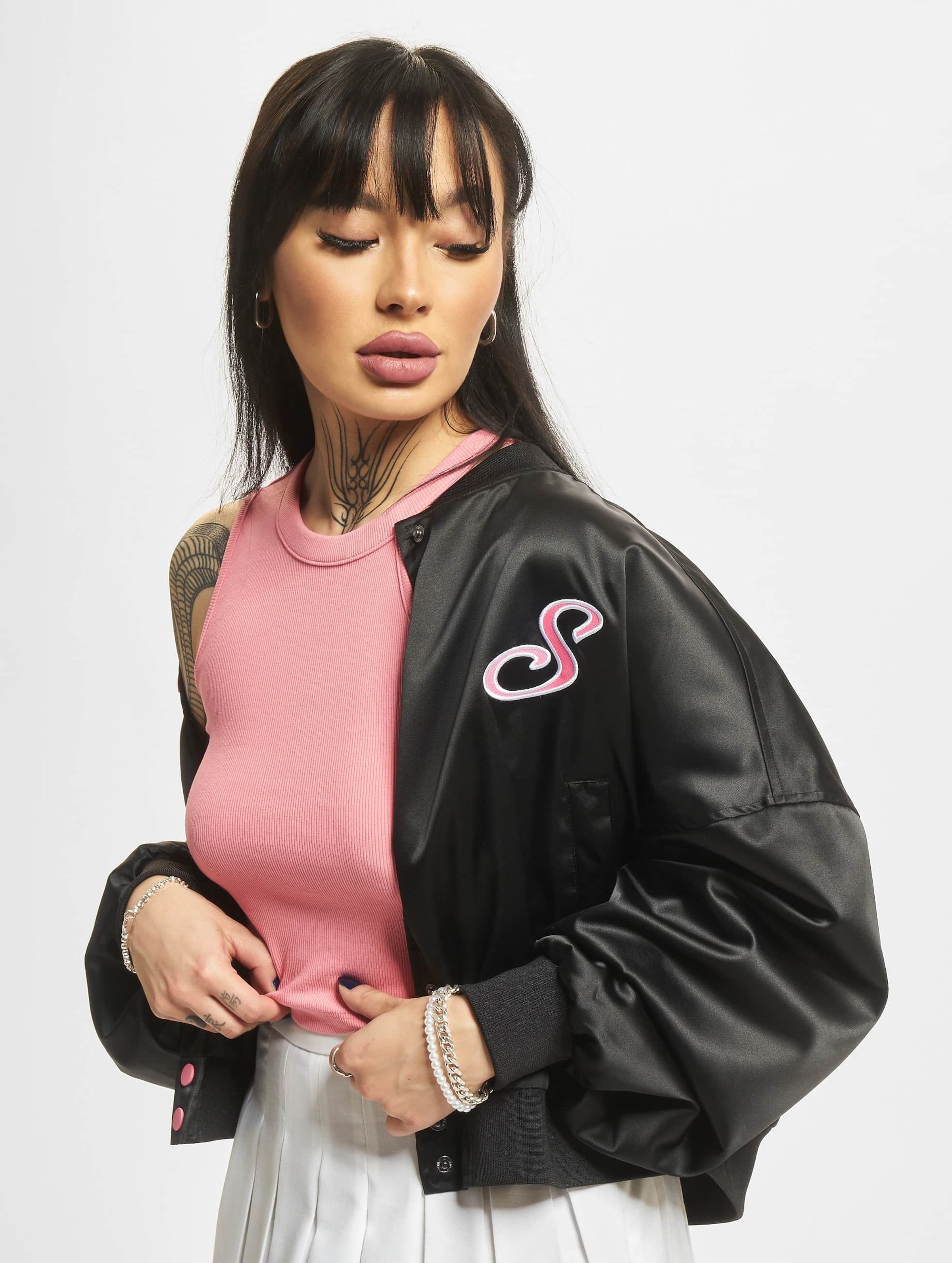 Black satin jacket outlet ladies