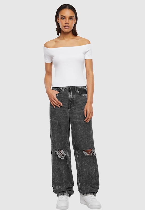 Ladies Organic Off Shoulder Rib Tee-4