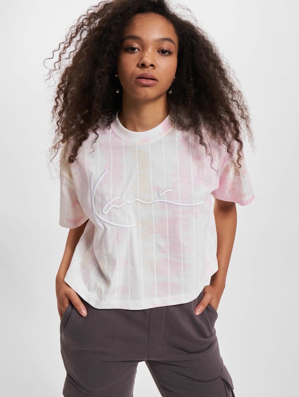 KW222-030-2 Signature Tie Dye Pinstripe Crop Tee-0