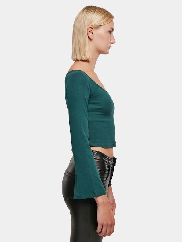 Ladies Short Rib Wide V-Neck-3