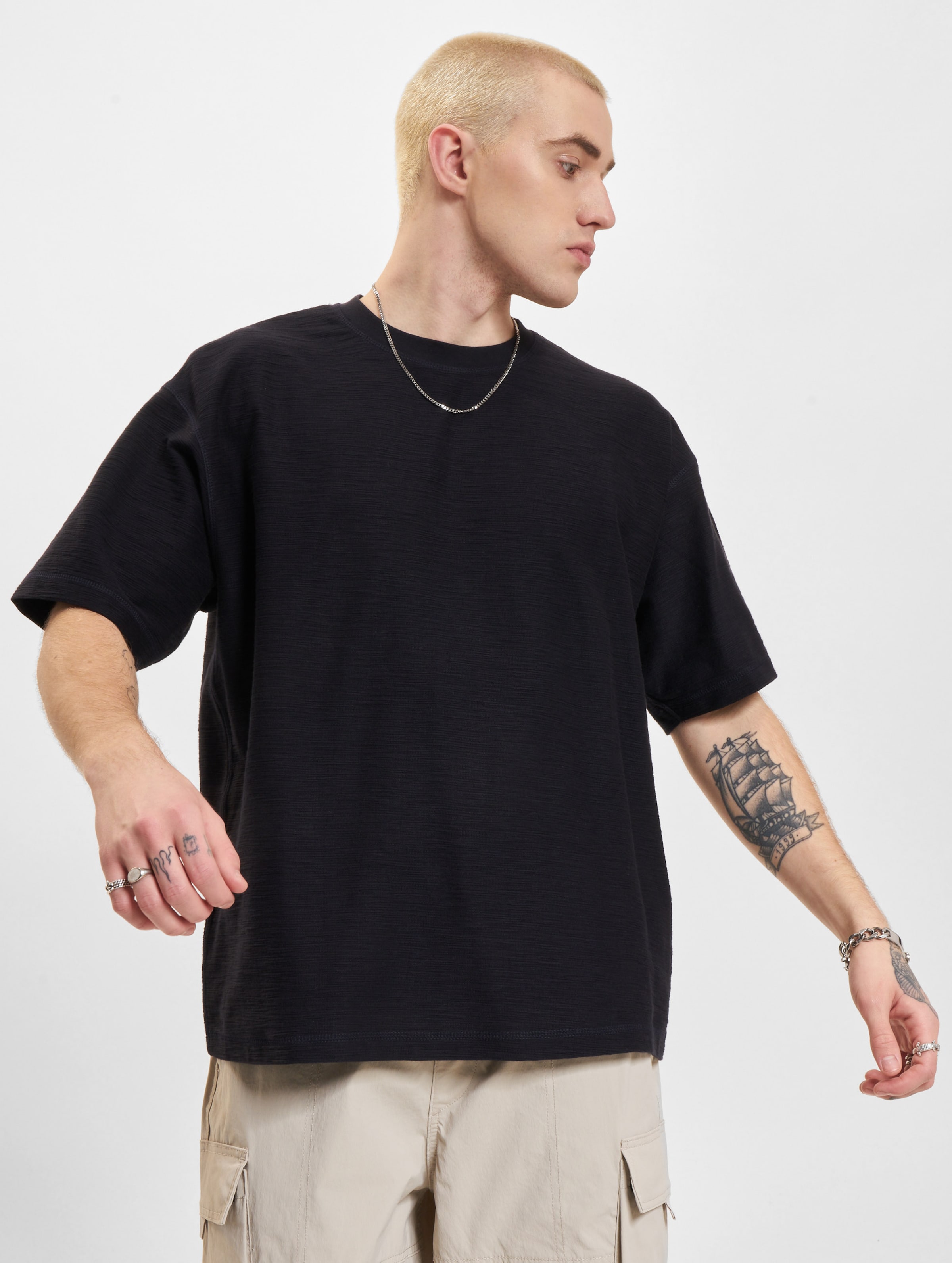Jack & Jones Blarubert Structure T-Shirt Mannen op kleur zwart, Maat XL