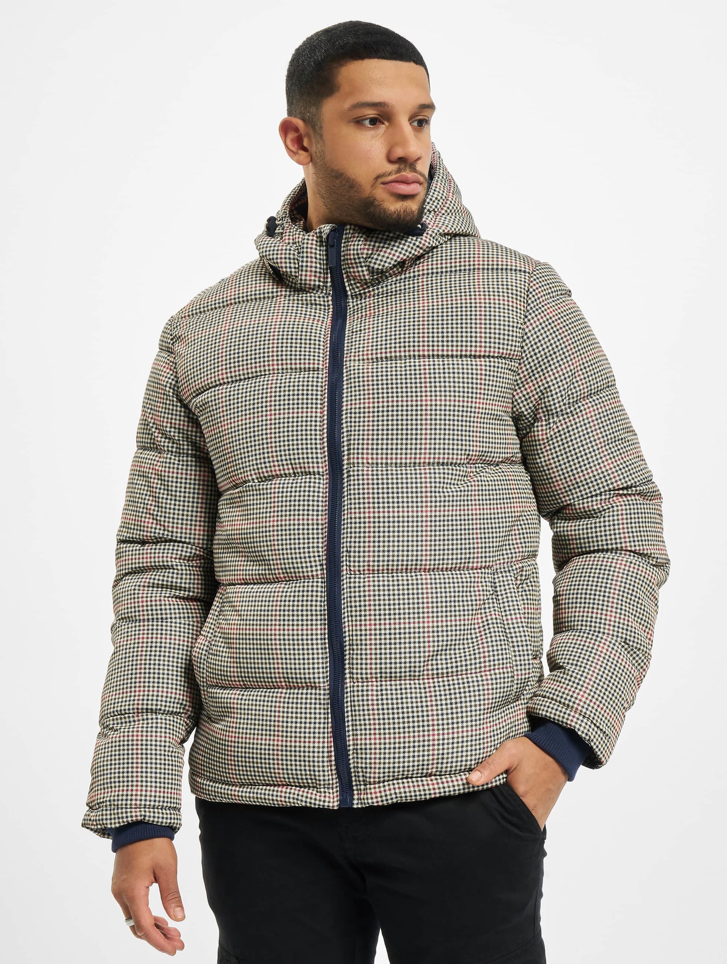 Checked puffer hot sale jacket mens