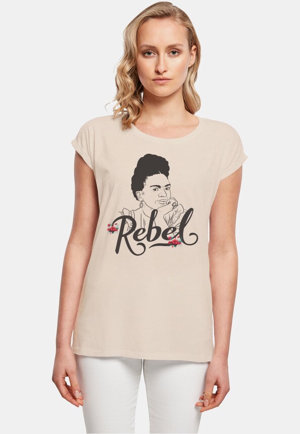 Ladies Frida Kahlo - Rebel two Extended Shoulder Tee-0