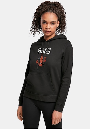 Ladies Deadpool - I Am With Stupid Basic Hoody