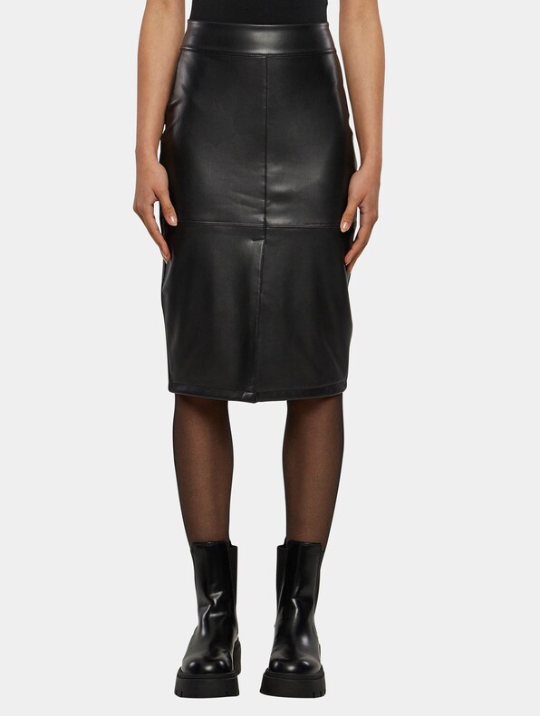 Ladies Synthetic Leather Pencil Skirt-2