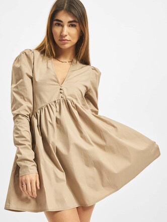 Poplin V Neck Button Front Smock 