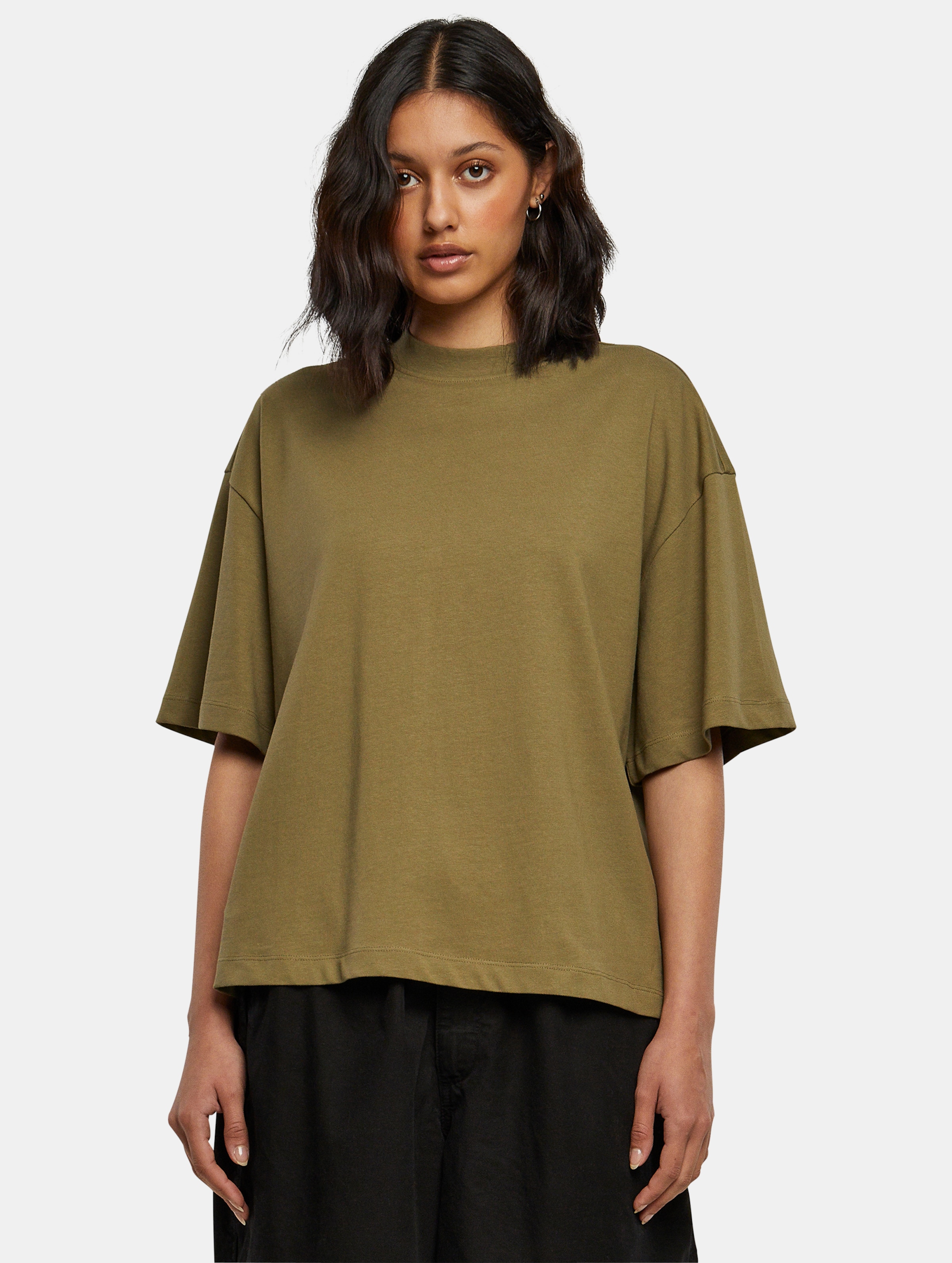 Urban Classics - Organic Heavy Slit Ladies Tshirt - XL - Olijfgroen