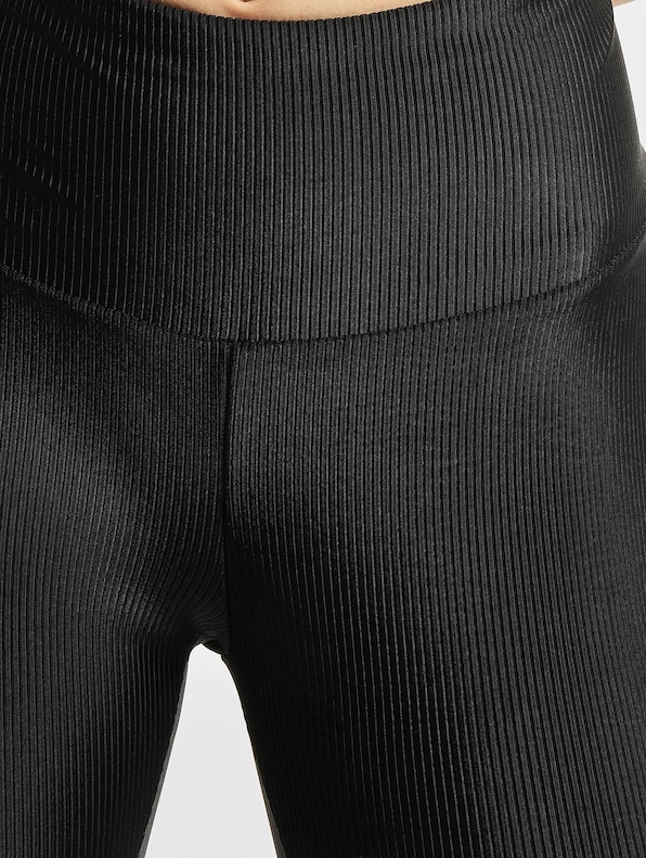 High Waist Shiny Rib Pedal Pusher -4