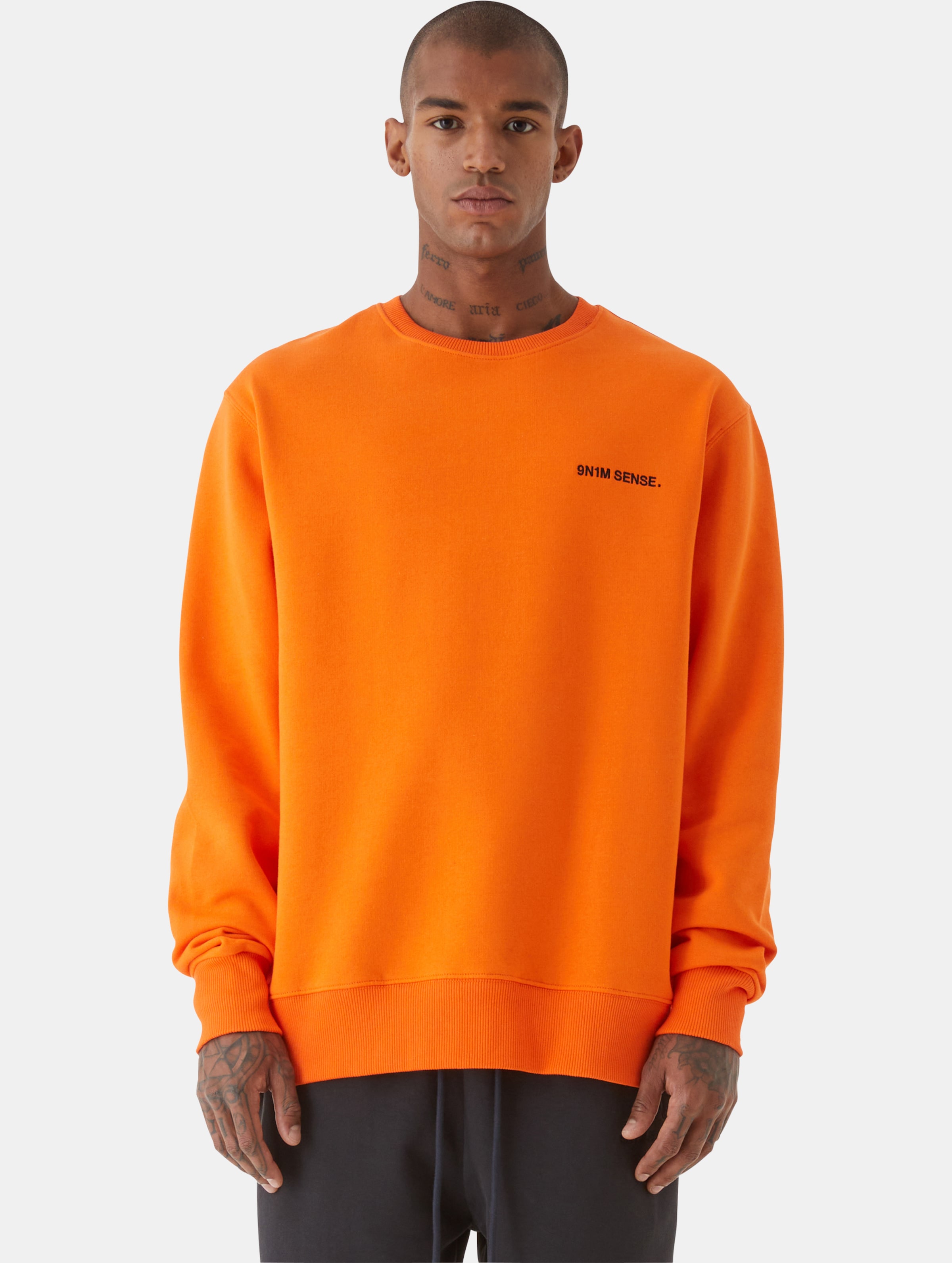 9N1M SENSE Essential Sweatshirt Mannen op kleur oranje, Maat XXL