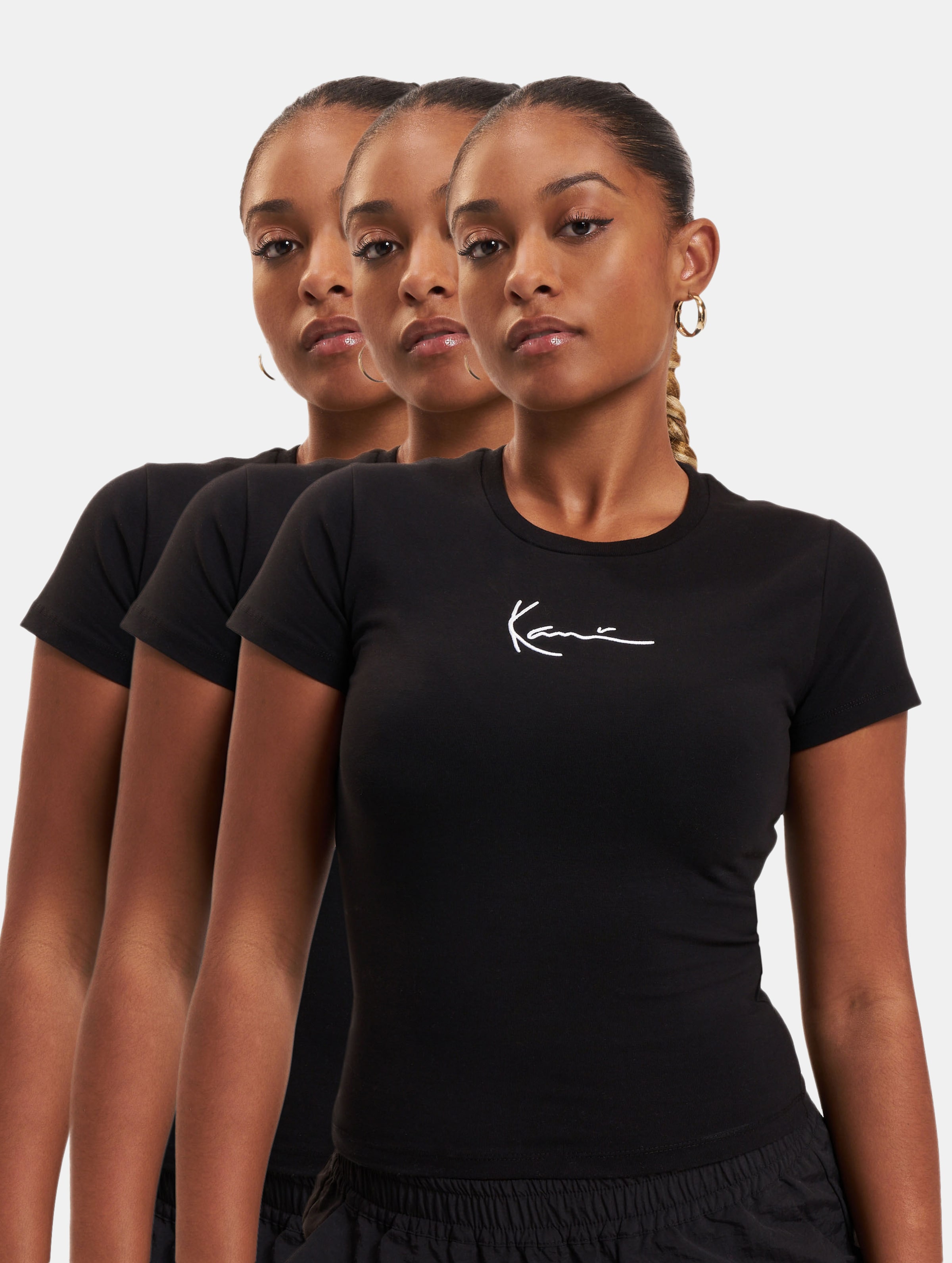 Karl Kani Small Signature 3-Pack Essential Tight T-Shirt Vrouwen op kleur zwart, Maat XXL