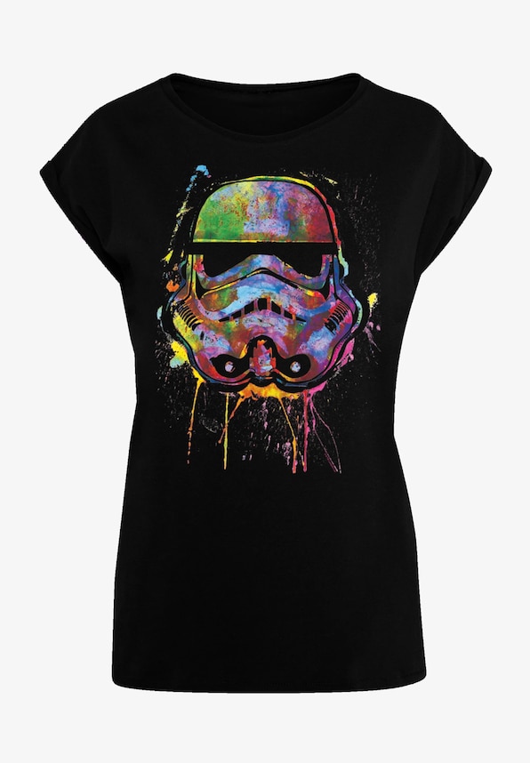 Stormtrooper Paint Splats with Ladies Extended Shoulder Tee-0