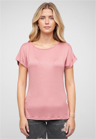 Viskose T-Shirt mit Ärmelumschlag und Rundhals