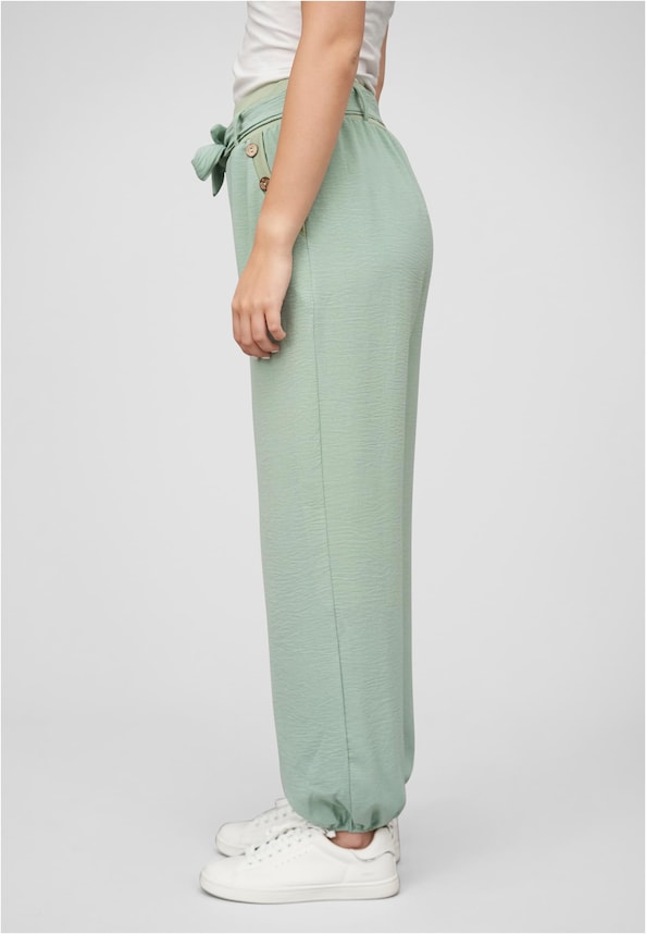 Cloud5ive Damen Sommer Hose Knopfleiste und Bindegürtel 2-Pockets-2