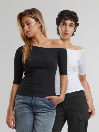 Ladies Organic Asymmetric Rib 2 Pack