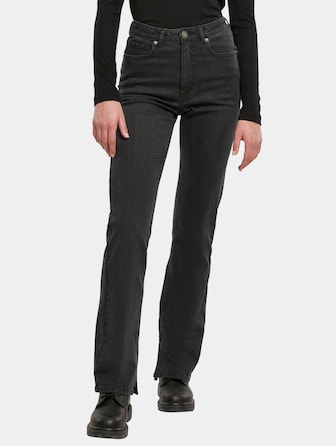 Ladies Highwaist Straight Slit Denim