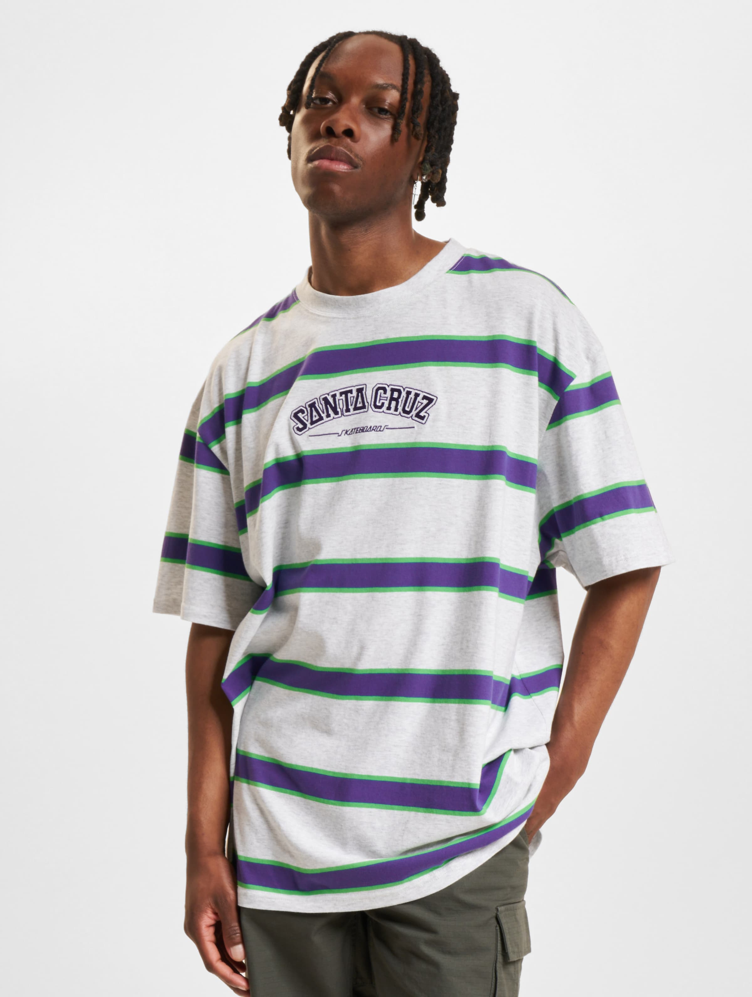 Santa Cruz Collegiate SC Stripe T-Shirt Männer op kleur grijs, Maat S