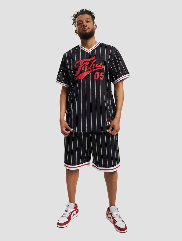 FUBU Varsity Pinstriped Mesh Tee-3