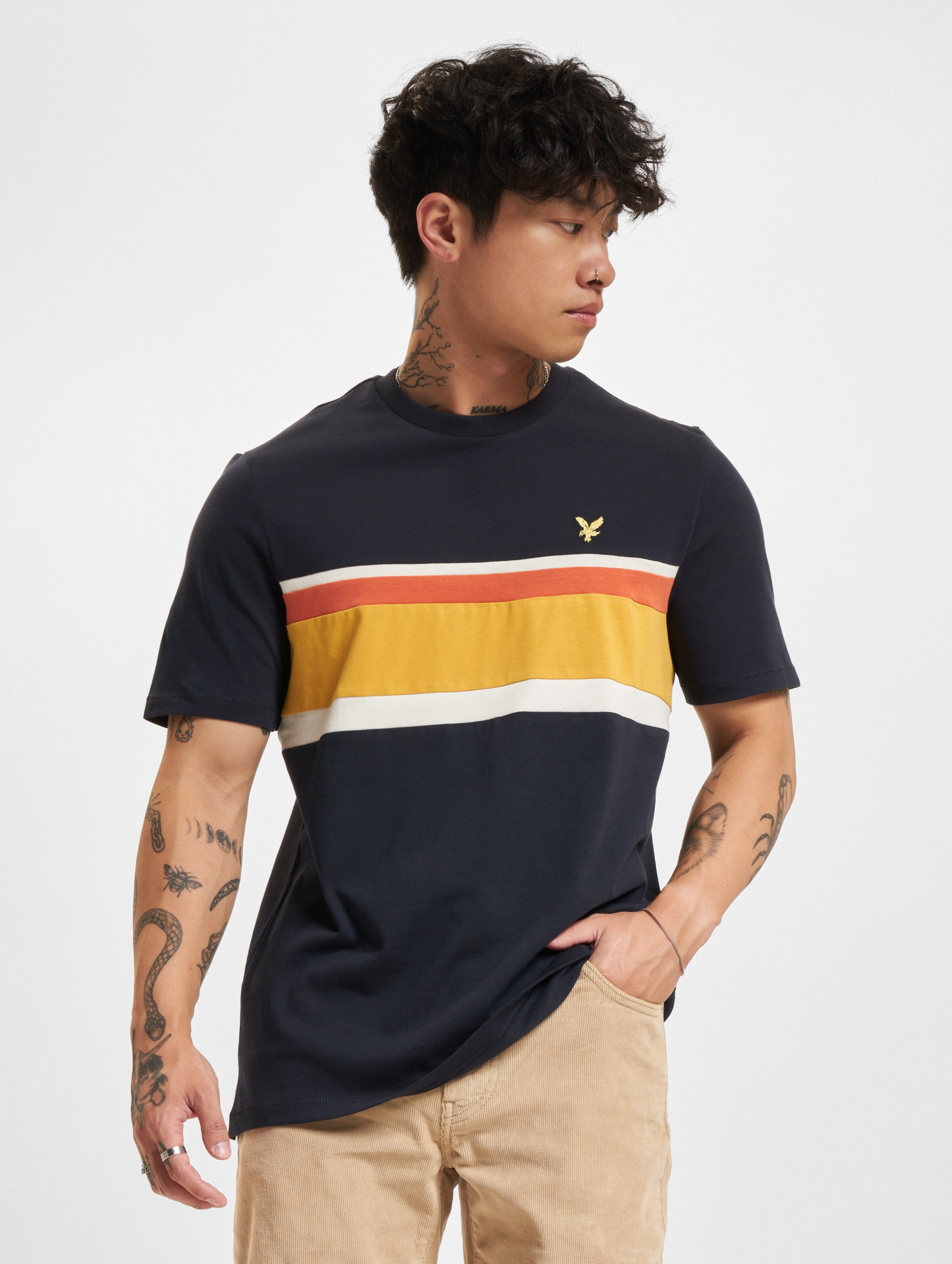 Lyle & Scott Panel T-Shirt Männer,Unisex op kleur blauw, Maat S