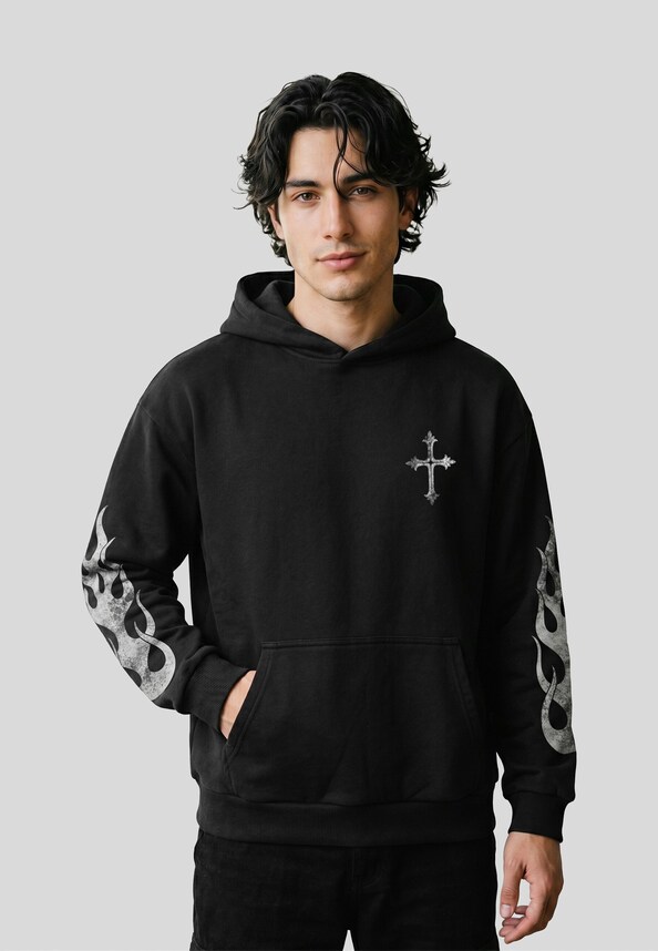 Vintage Cross Loose Fit Hoody-0