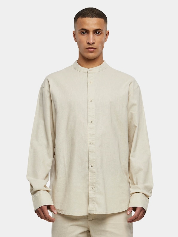 Stand Collar Cotton Linen Shirt