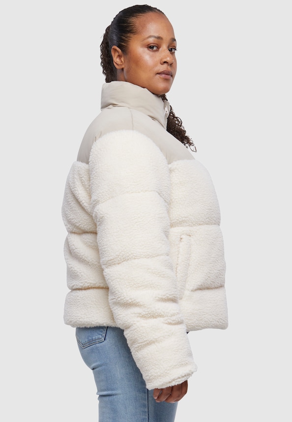 Ladies Short Sherpa Mix Puffer Jacket-17