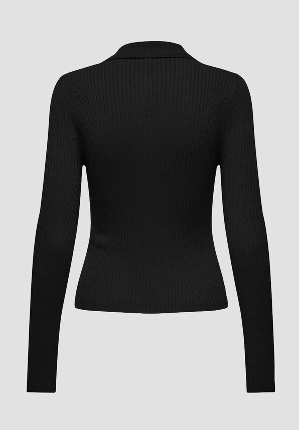 Ibi Rib O-Neck Zipper Cardi-1