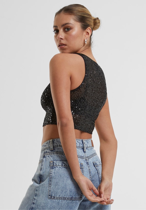 Ladies Sequins Cropped Top-1