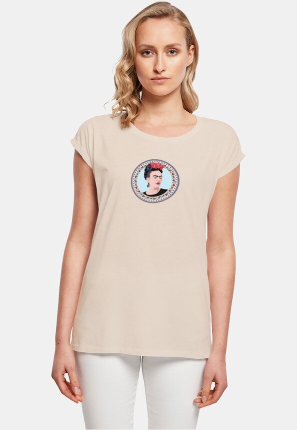 Ladies Frida Kahlo - Round Extended Shoulder Tee-0