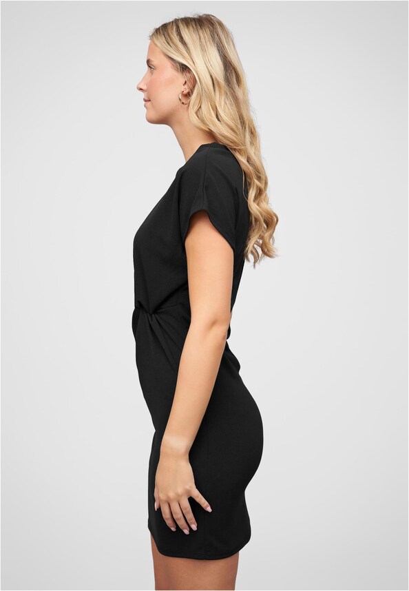 T-Shirt-Kleid mit seitlich gerafftem Detail und Rundhals-2