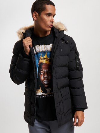SIKSILK Collarless Muscle Denim Jacket In Camo With Distressing in