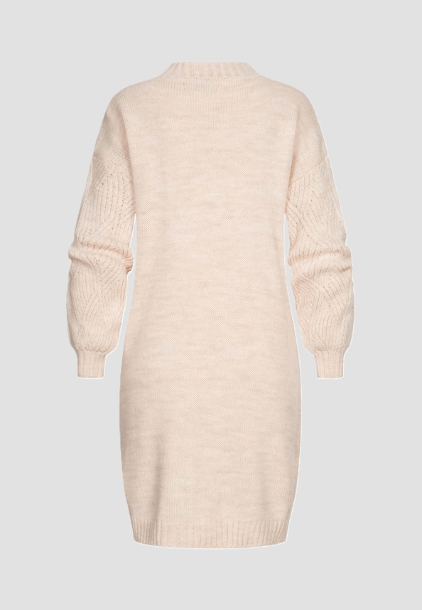 Strickkleid mit Rautenmuster und hohem Kragen-5