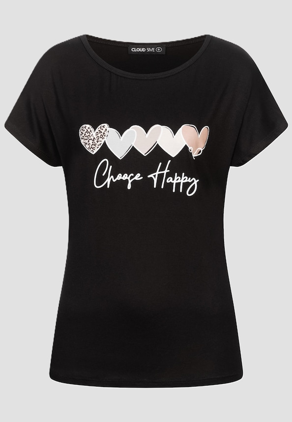 Cloud5ive Damen Viskose T-Shirt mit Choose Happy-3