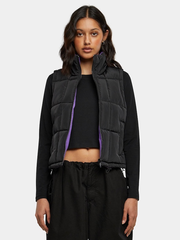 Ladies Reversible Cropped Puffer Vest-4