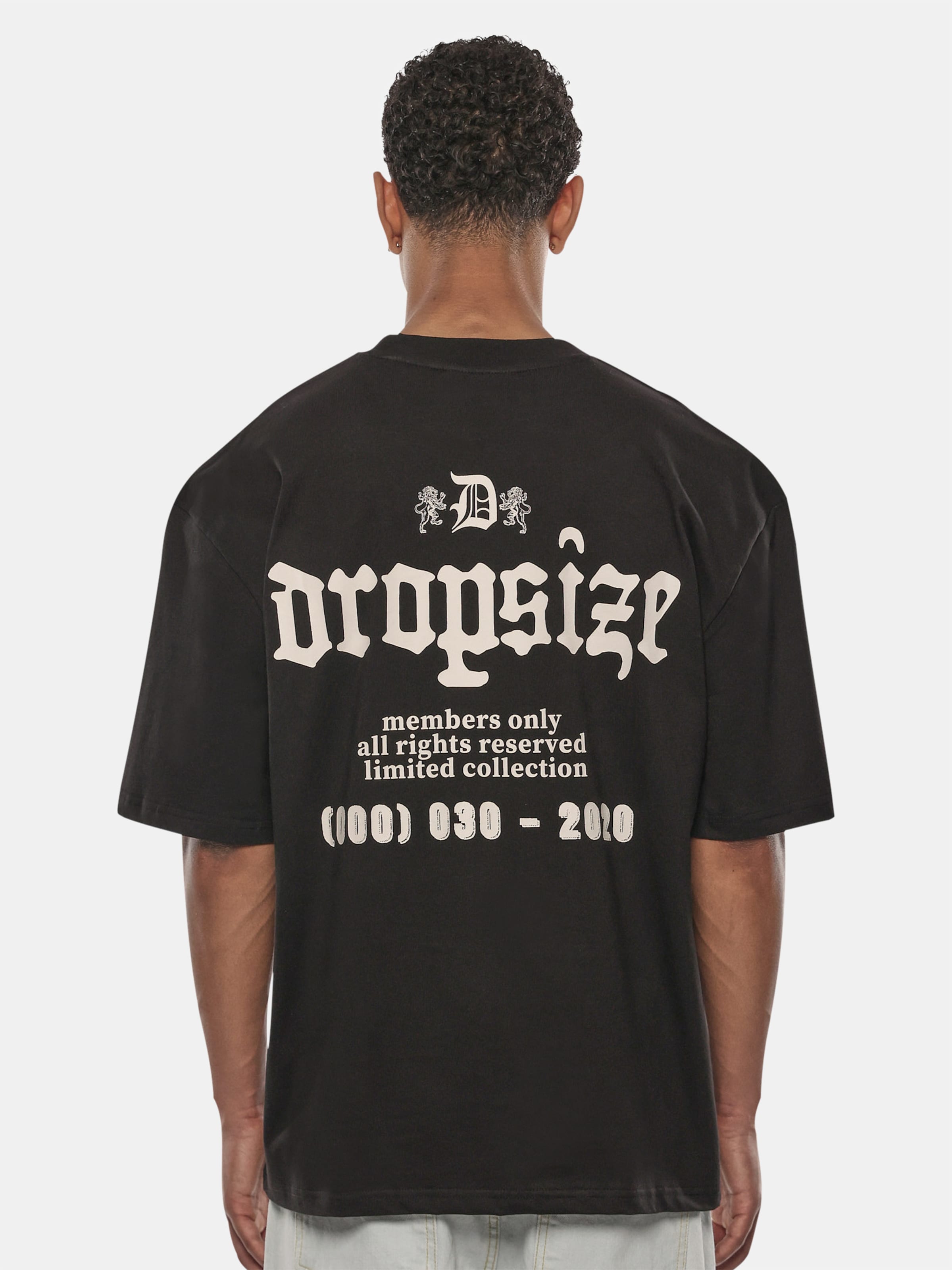 Dropsize Heavy Oversize Members Only T-Shirt op kleur zwart, Maat M