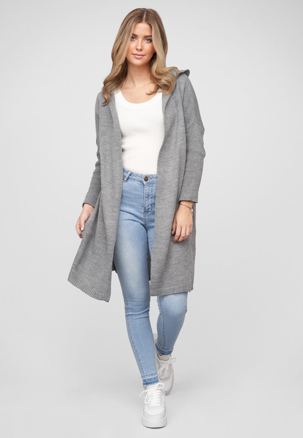 Longform knit cardigan with hood-4
