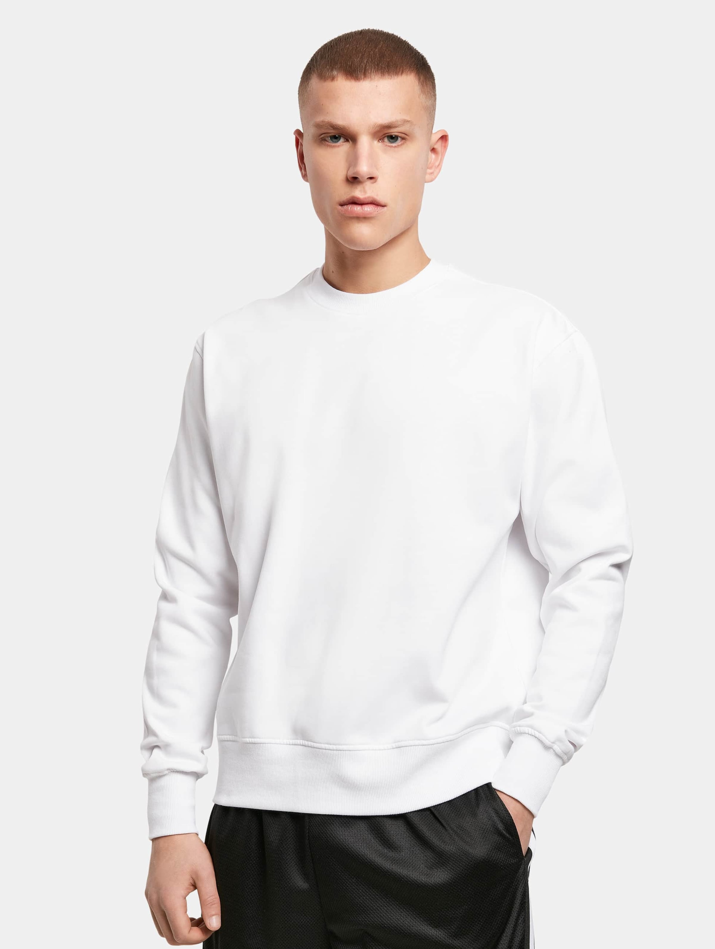 Build Your Brand Premium Oversize Crewneck Mannen op kleur wit, Maat XL