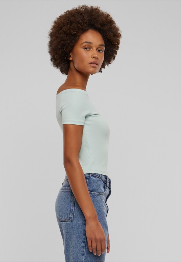 Ladies Organic Off Shoulder Rib Tee-3