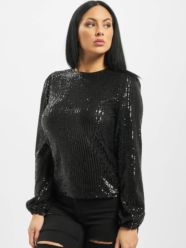 Sequin Balloon Round Neck Sleeve-2