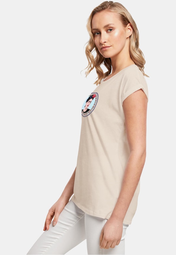 Ladies Frida Kahlo - Round Extended Shoulder Tee-2