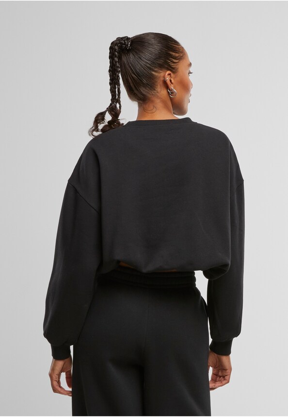 Ladies Cropped Gathered Sweatshirt-1