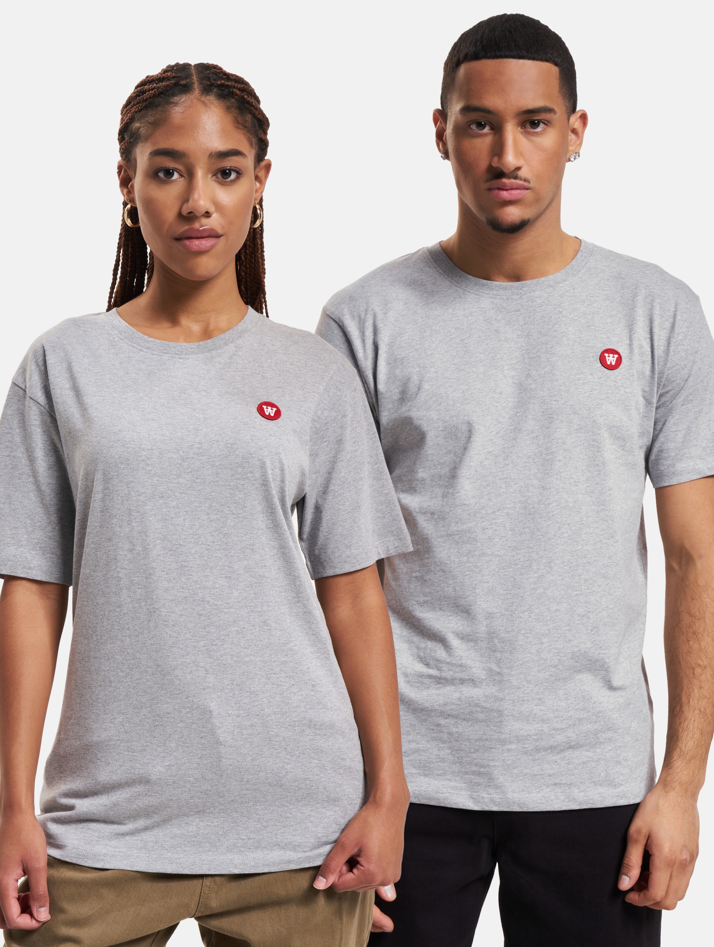 Wood Ace Badge T-Shirt Gots Vrouwen op kleur grijs, Maat S