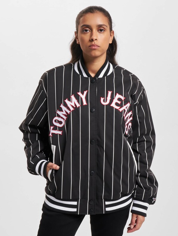 Tommy Jeans Pinstripe Letterman Bomberjacke-2