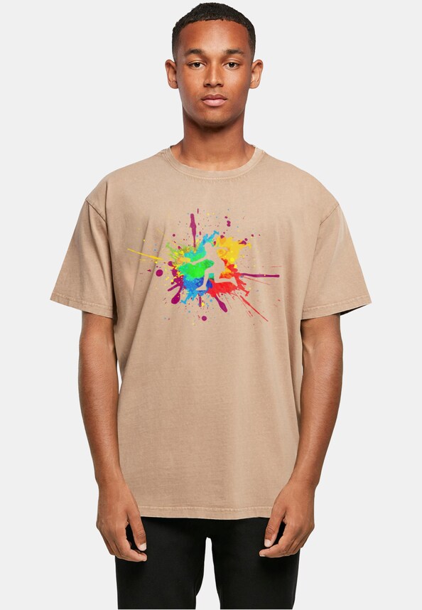 Color Splash Player Acid Washed Oversized Tee-0