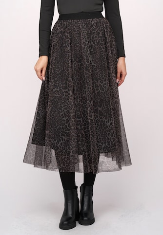 Longform Skirt 2-layered with leo print