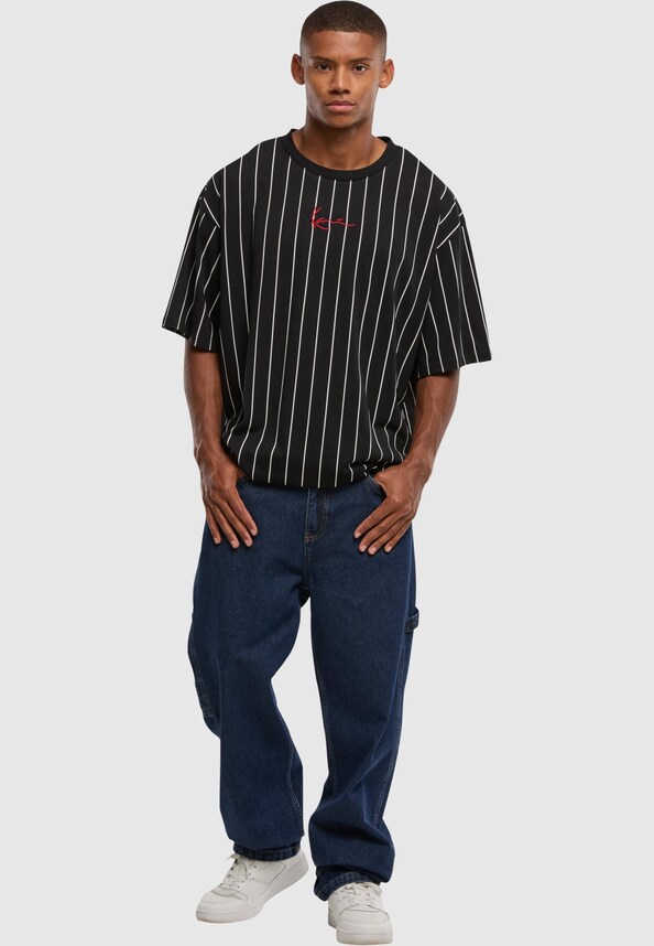 PS-KKMQ32063BLK KK Small Signature Pinstripe Tee black/white Plus Size-3